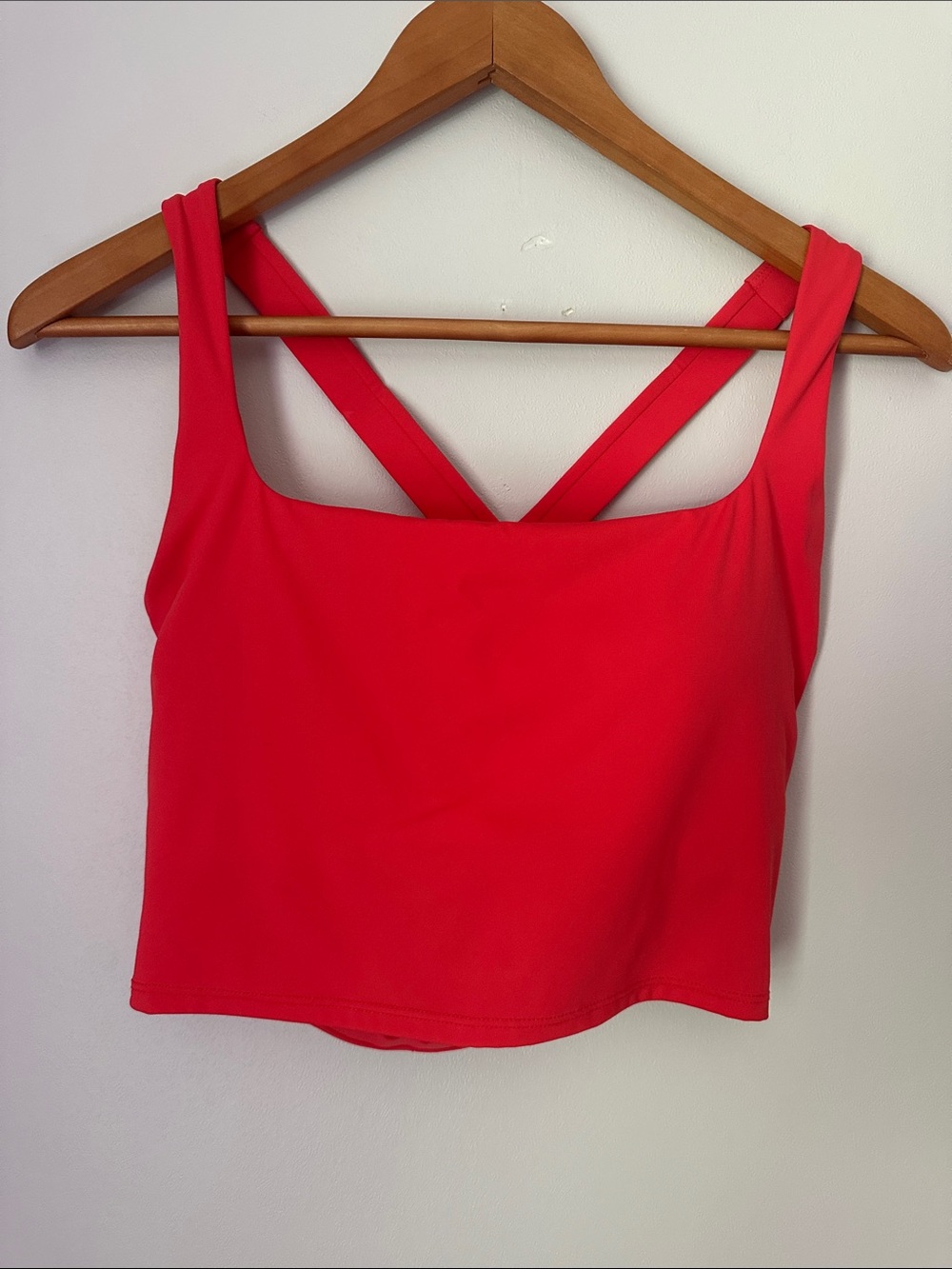 Cropped Square-Neck Tank Top in Bright Red w/pads no wire
